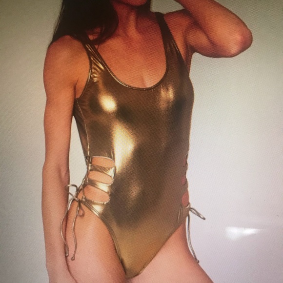 Other - New Bikini lab bronze metallic one peice cut out size small swimsuit